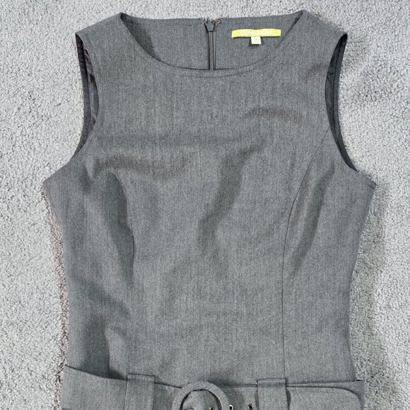 Gianni Bini Wool Blend Gray Sleeveless Belted Dress Preppy Secretary Retro Look - Picture 4 of 9